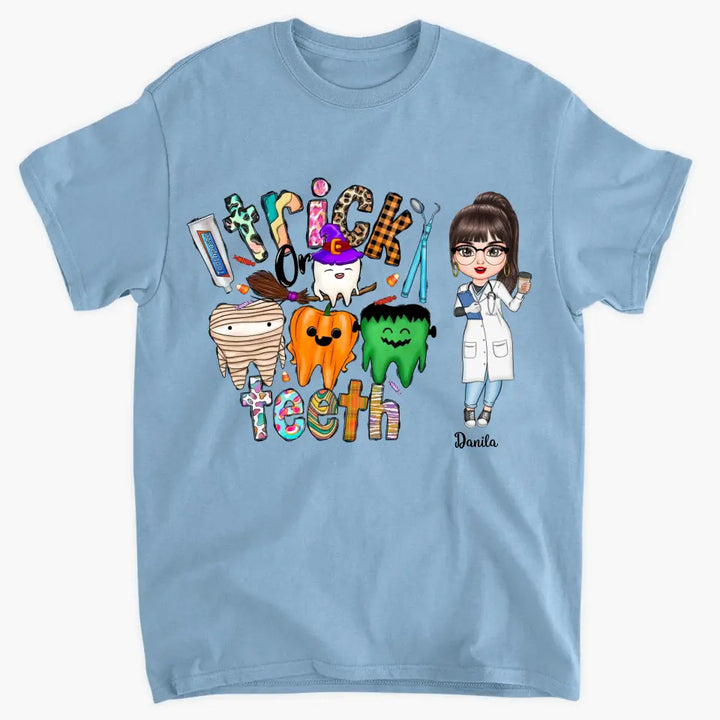 Personalized Custom T-shirt - Halloween, Appreciation Gift For Nurse, Doctor - Trick Or Teeth