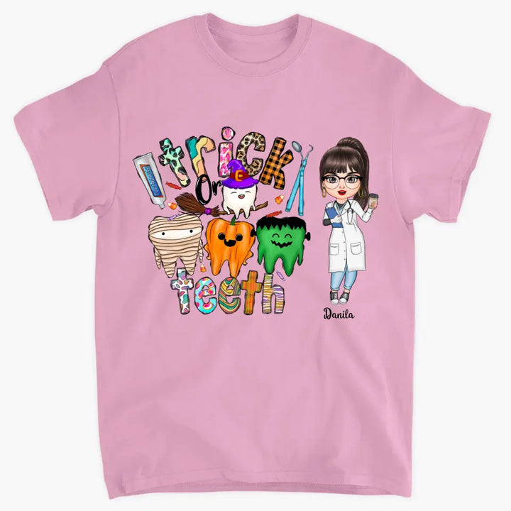 Personalized Custom T-shirt - Halloween, Appreciation Gift For Nurse, Doctor - Trick Or Teeth