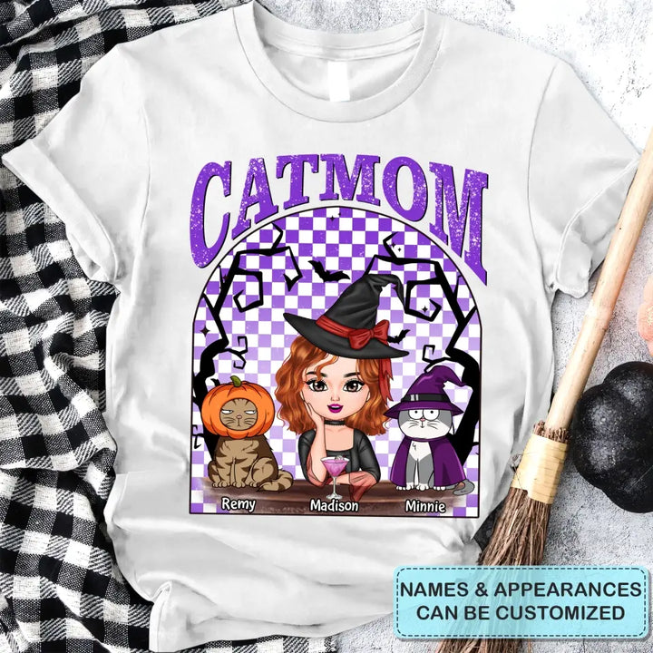 Personalized Custom T-shirt - Halloween Gift For Cat Mom, Cat Lover - Cat Mom Witch