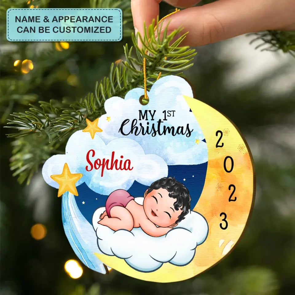 My Baby's First Christmas - Personalized Custom Wood Ornament - Christmas Gift For Family Members