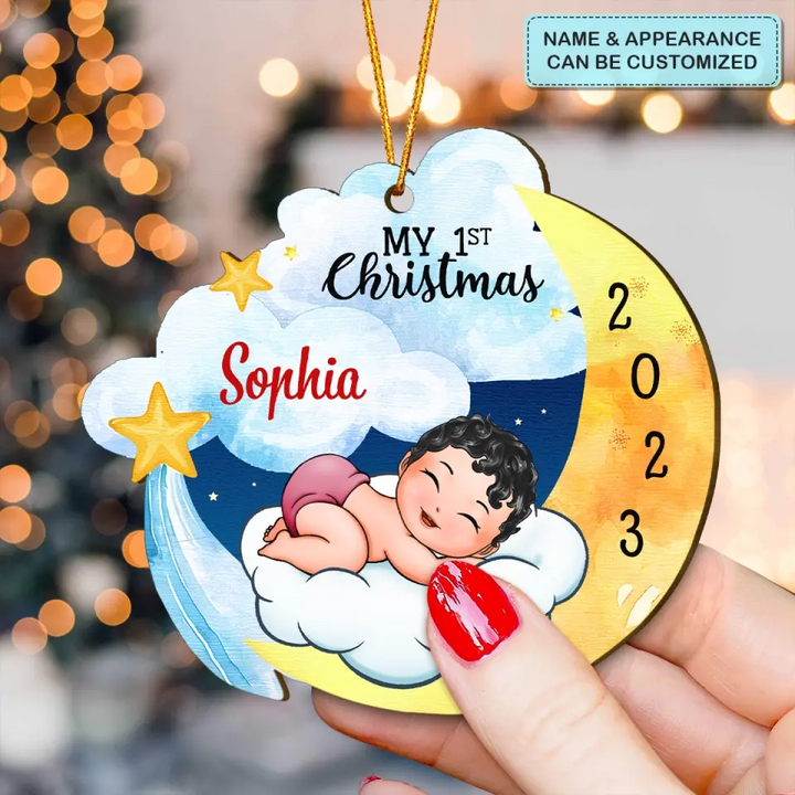My Baby's First Christmas - Personalized Custom Wood Ornament - Christmas Gift For Family Members