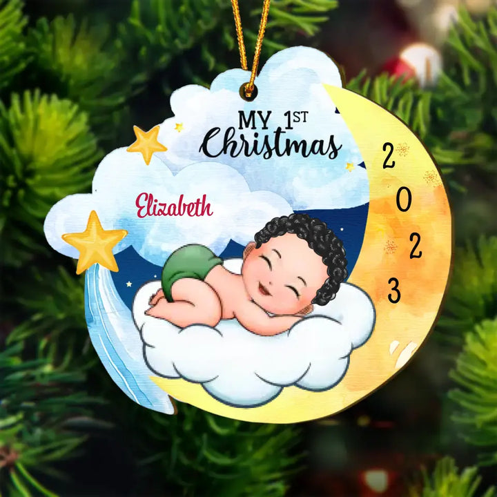 My Baby's First Christmas - Personalized Custom Wood Ornament - Christmas Gift For Family Members