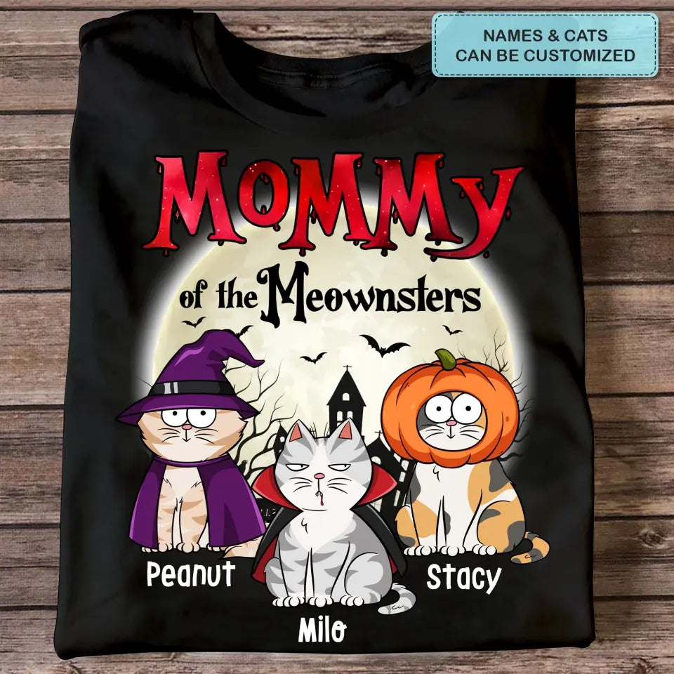 Personalized Custom T-shirt - Halloween Gift For Cat Mom, Cat Lover - Mommy Of The Meownster