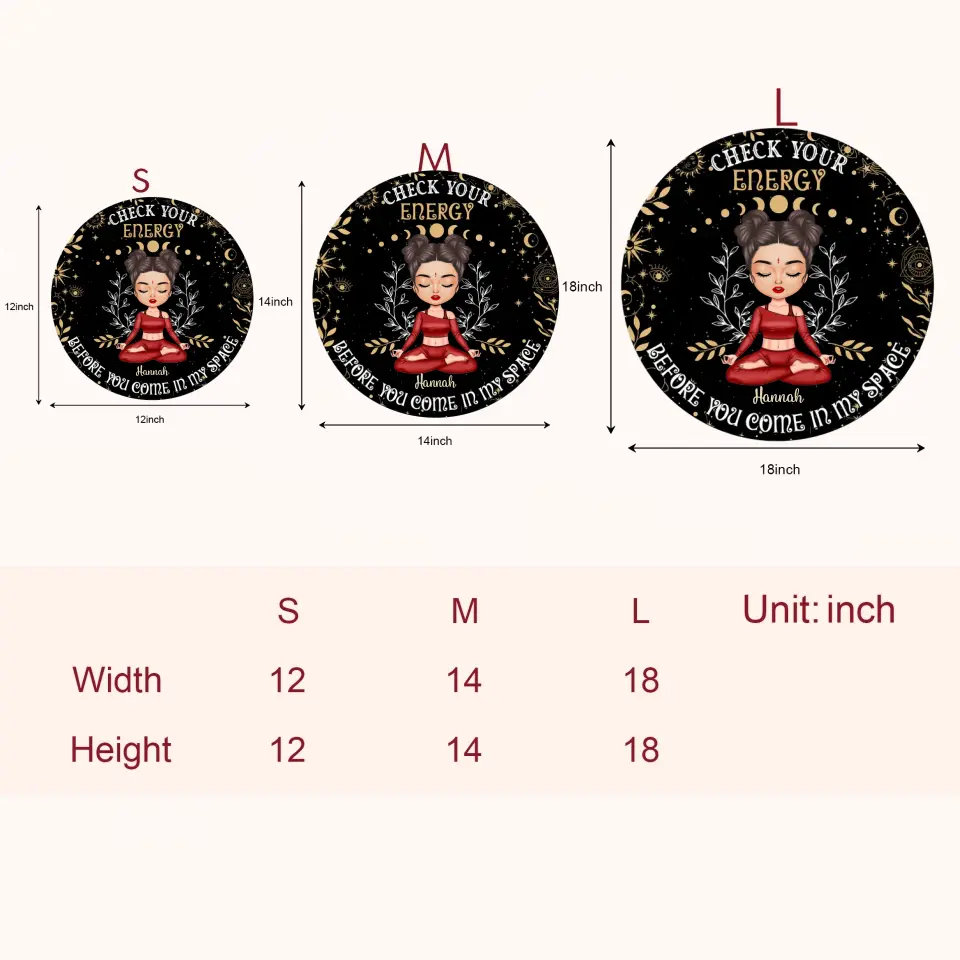 Personalized Custom Door Sign - Home Decor Gift For Yoga Lover - Check Your Energy Before You Come In My Space Black Ver