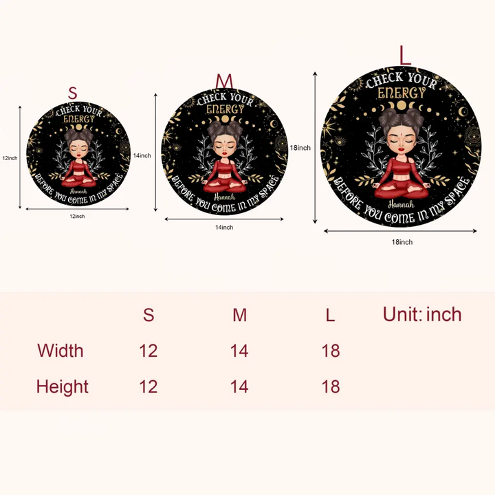 Personalized Custom Door Sign - Home Decor Gift For Yoga Lover - Check Your Energy Before You Come In My Space Black Ver