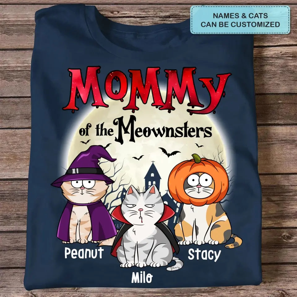 Personalized Custom T-shirt - Halloween Gift For Cat Mom, Cat Lover - Mommy Of The Meownster