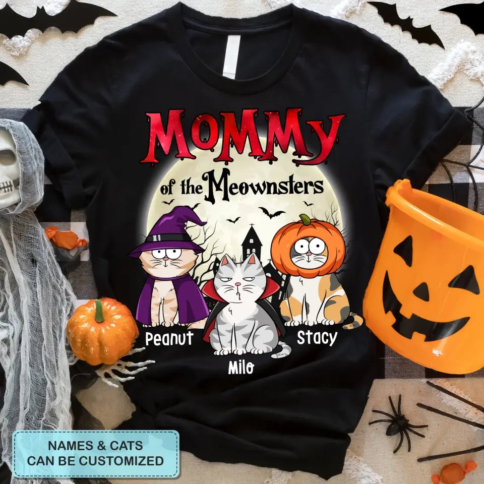 Personalized Custom T-shirt - Halloween Gift For Cat Mom, Cat Lover - Mommy Of The Meownster
