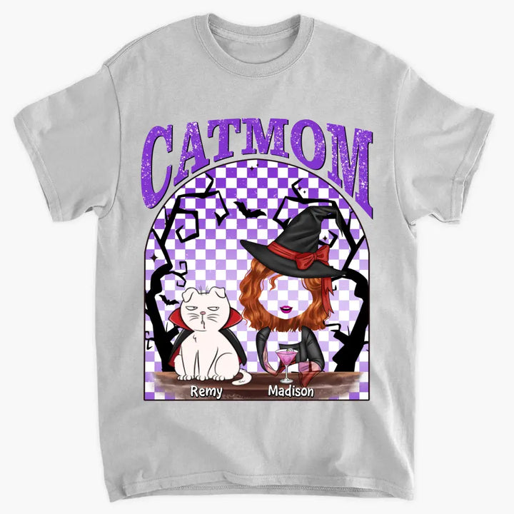 Personalized Custom T-shirt - Halloween Gift For Cat Mom, Cat Lover - Cat Mom Witch