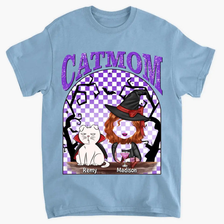 Personalized Custom T-shirt - Halloween Gift For Cat Mom, Cat Lover - Cat Mom Witch