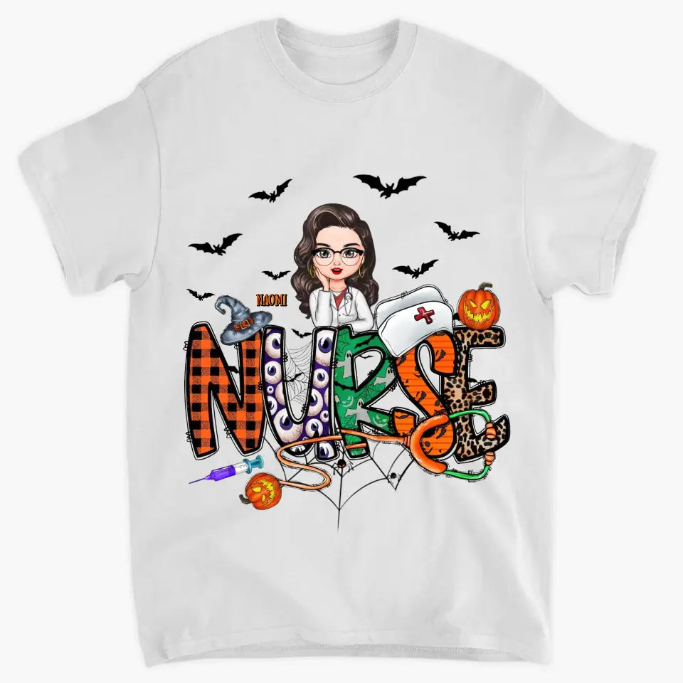 Personalized Custom T-shirt - Halloween, Appreciation Gift For Nurse, Doctor - Halloween Nurse