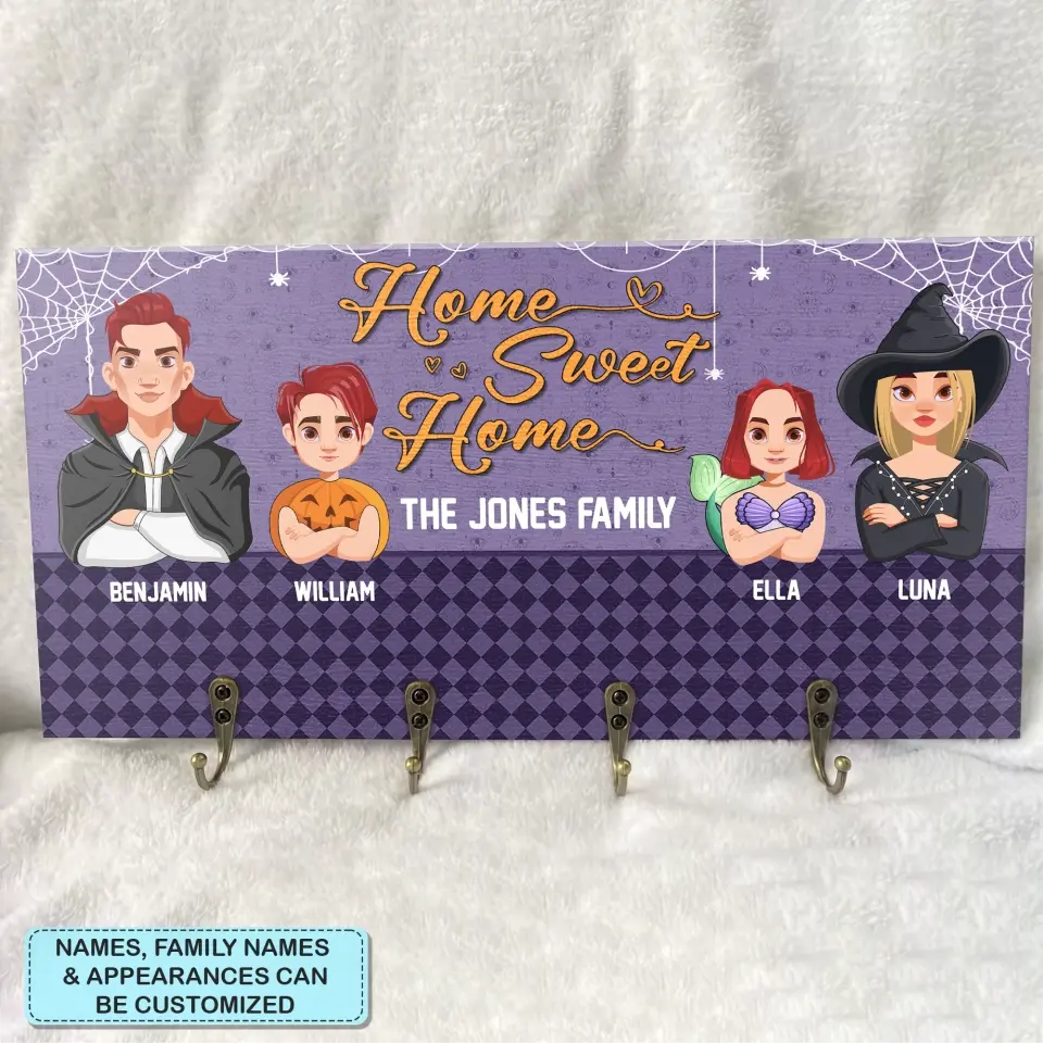 Personalized Custom Key Holder - Halloween Gift For Family, Couple - Home Sweet Home