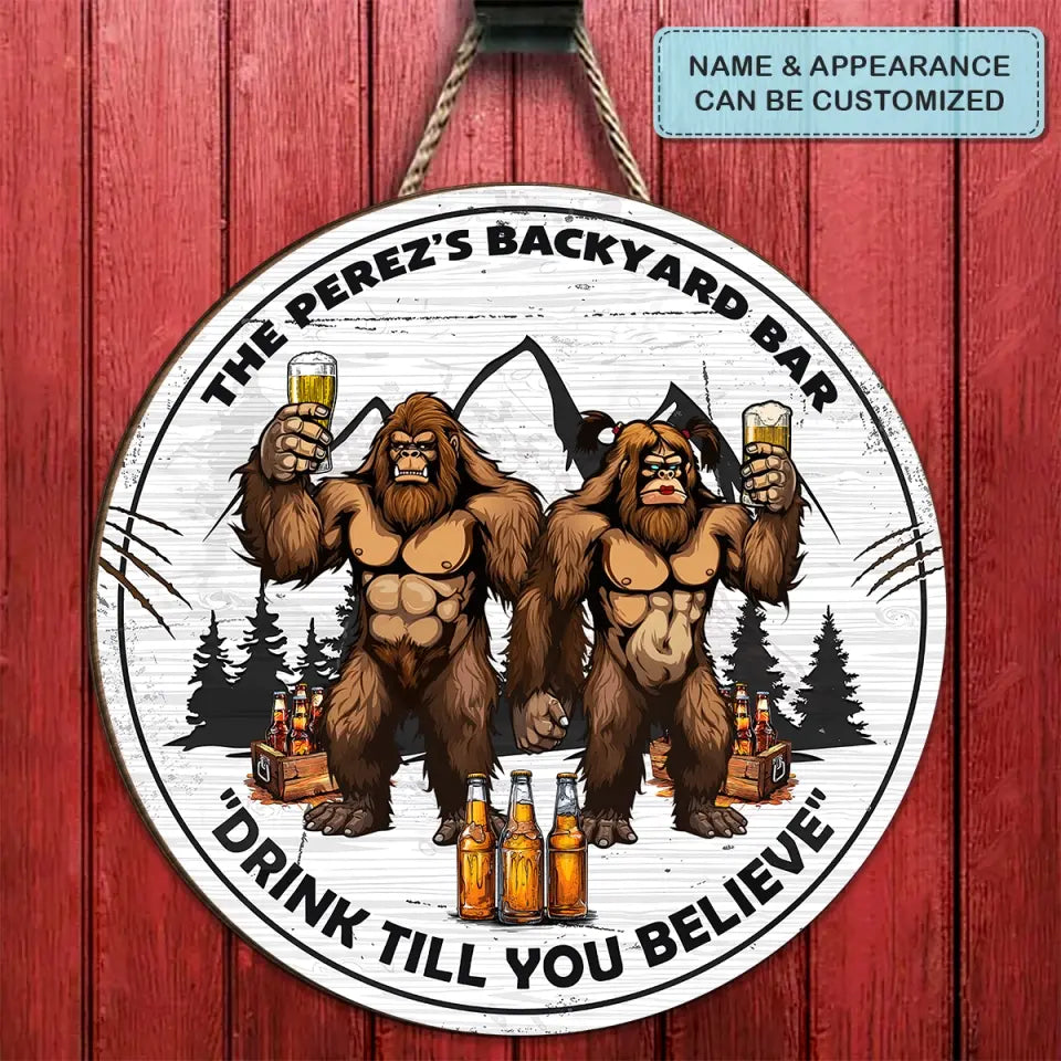 Personalized Custom Door Sign - Home Decor, Anniversary Gift For Couple - Drink Till You Believe