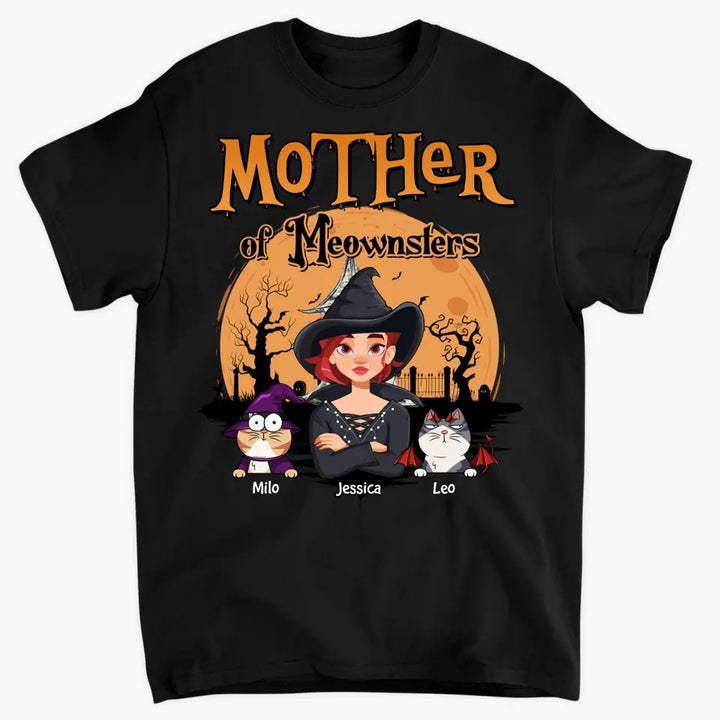 Personalized Custom T-shirt - Halloween Gift For Cat Mom, Cat Lover - Mother Of Meownsters
