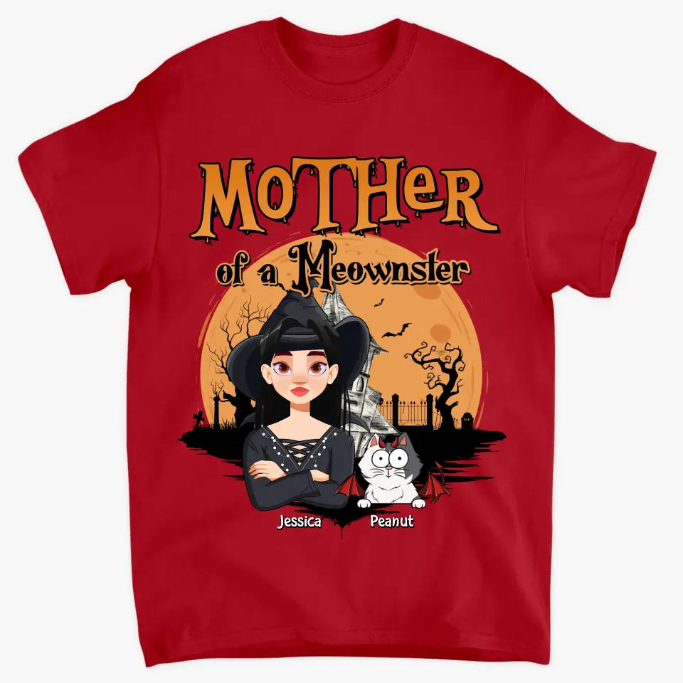 Personalized Custom T-shirt - Halloween Gift For Cat Mom, Cat Lover - Mother Of Meownsters
