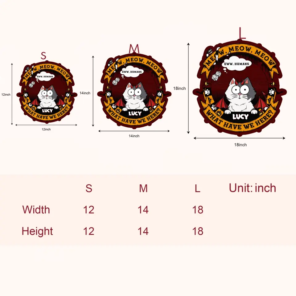 Personalized Custom Door Sign - Halloween Gift For Cat Mom, Cat Dad, Cat Lover, Cat Owner - Meow Meow Meow What Have We Here