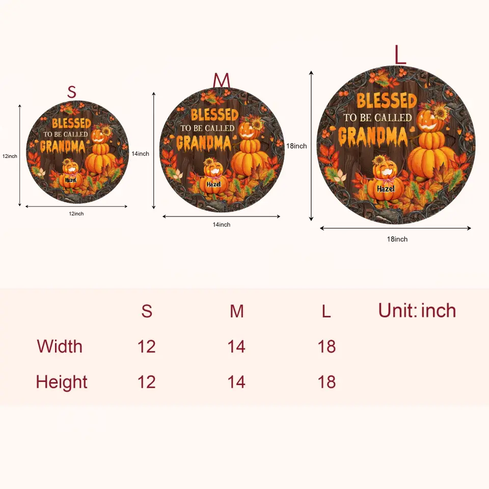 Personalized Custom Door Sign - Halloween, Fall, Mother's Day Gift For Cat Mom, Grandma - Blessed To Be Called Grandma