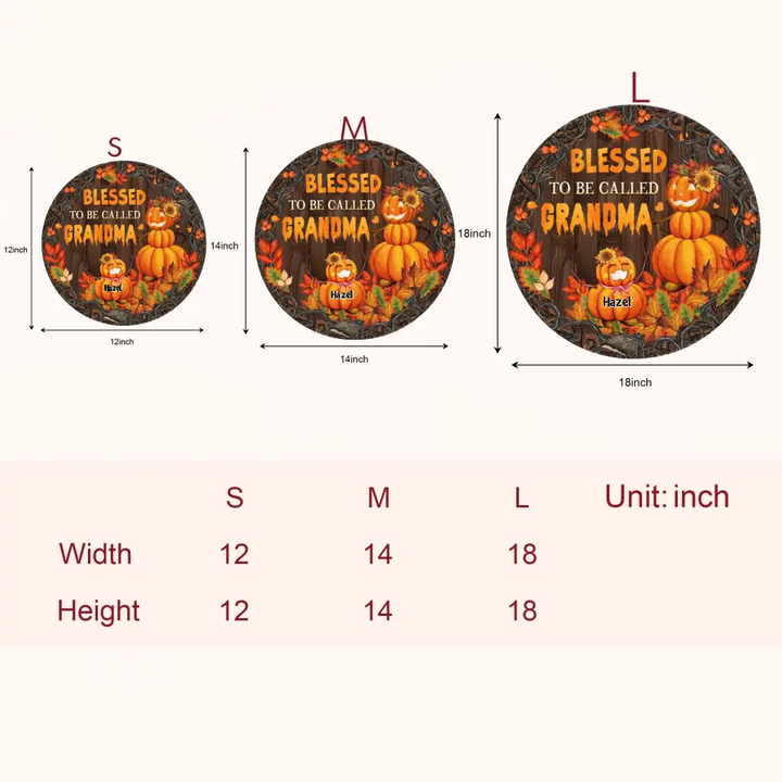 Personalized Custom Door Sign - Halloween, Fall, Mother's Day Gift For Cat Mom, Grandma - Blessed To Be Called Grandma