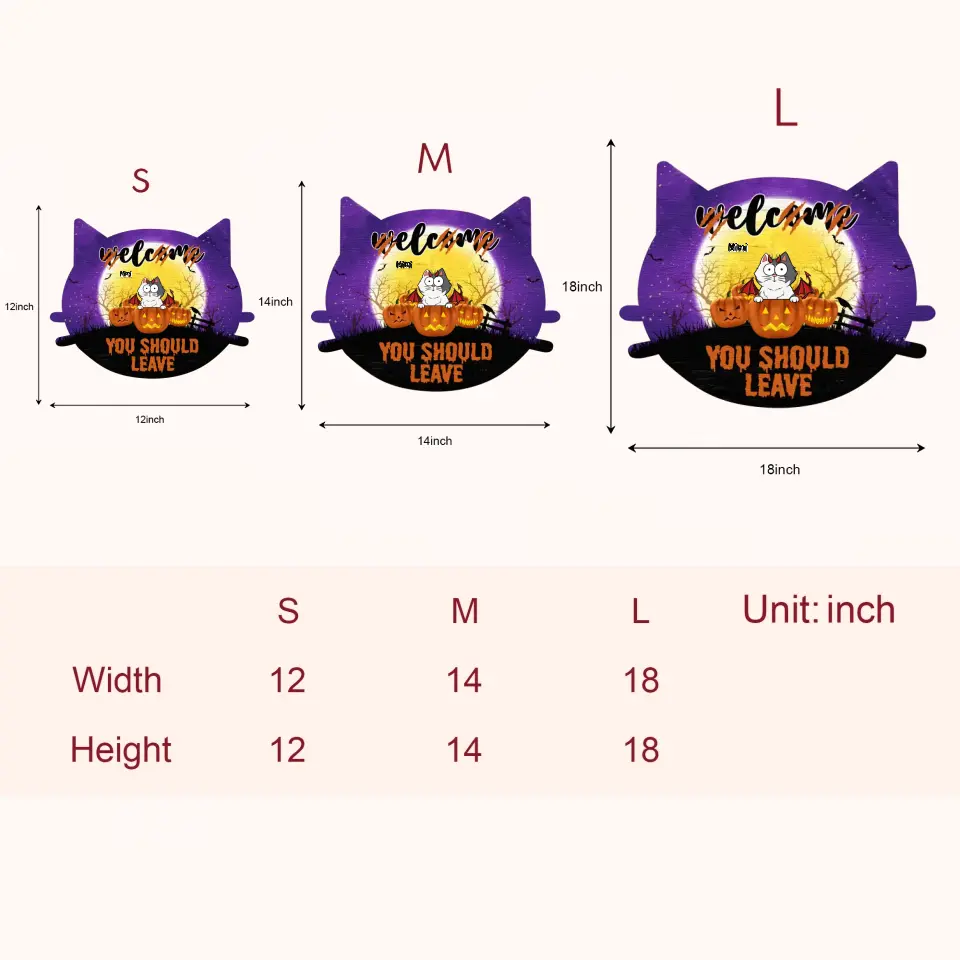 Personalized Custom Door Sign - Halloween Gift For Cat Mom, Cat Dad, Cat Lover, Cat Owner - Welcome You Should Leave V1