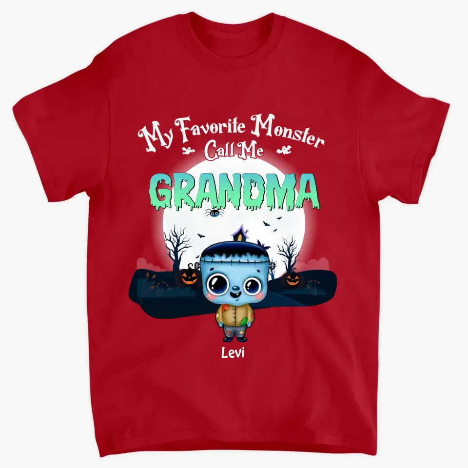 Personalized Custom T-shirt - Halloween, Appreciation Gift For Grandma - My Favorite Monsters Call Me Grandma