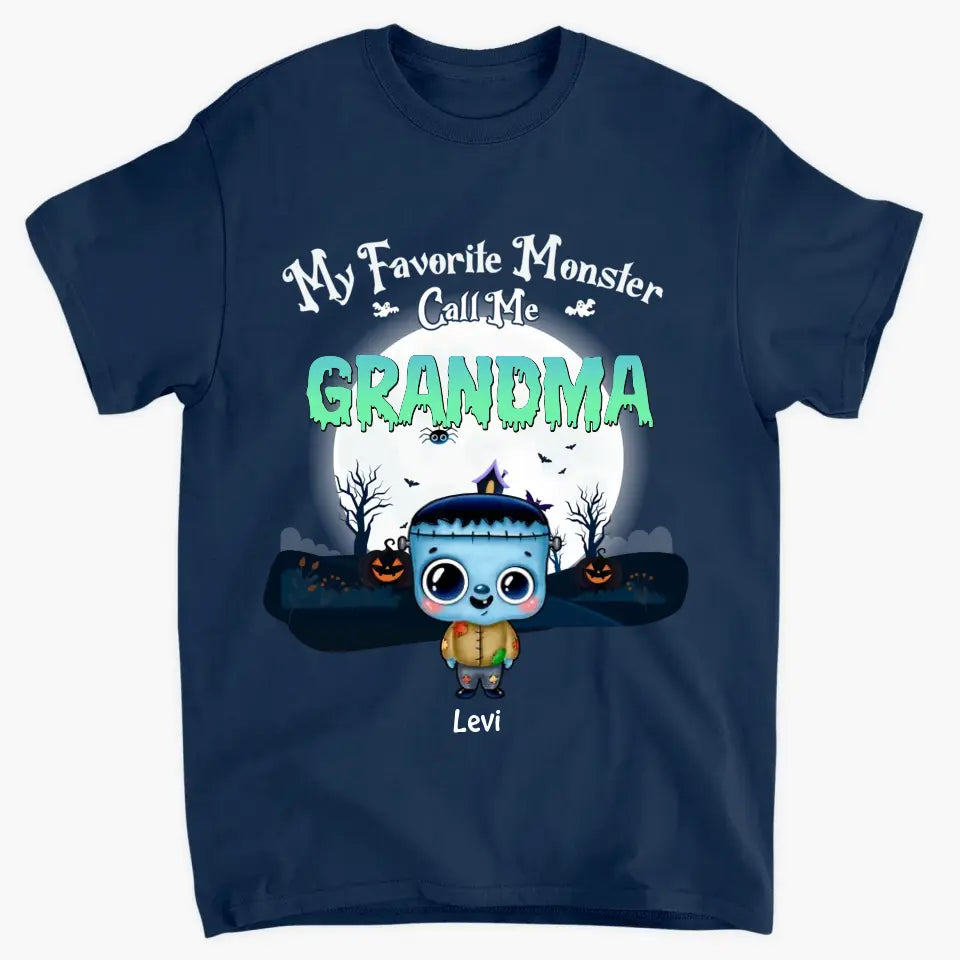Personalized Custom T-shirt - Halloween, Appreciation Gift For Grandma - My Favorite Monsters Call Me Grandma