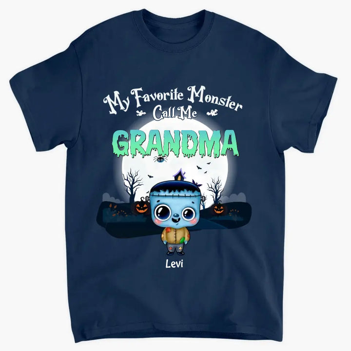 Personalized Custom T-shirt - Halloween, Appreciation Gift For Grandma - My Favorite Monsters Call Me Grandma