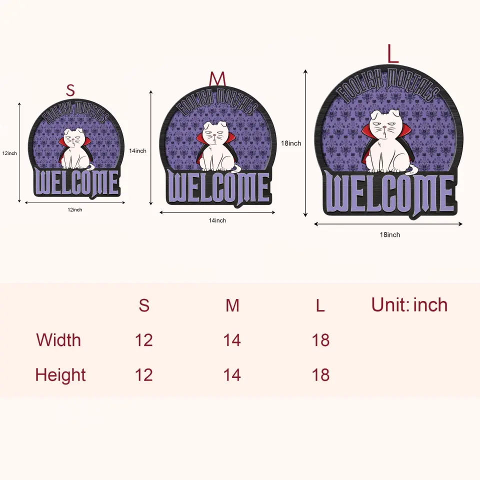 Personalized Custom Door Sign - Halloween Gift For Cat Mom, Cat Dad, Cat Lover, Cat Owner - Foolish Mortals Welcome