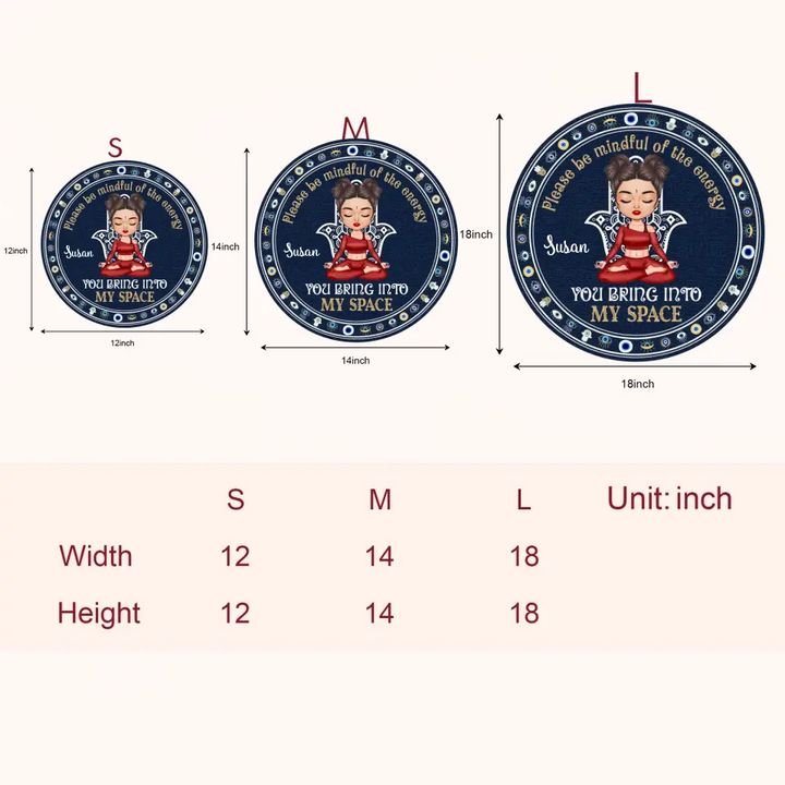 Personalized Custom Door Sign - Home Decor Gift For Yoga Lover - Please Be Mindful Of The Energy V2