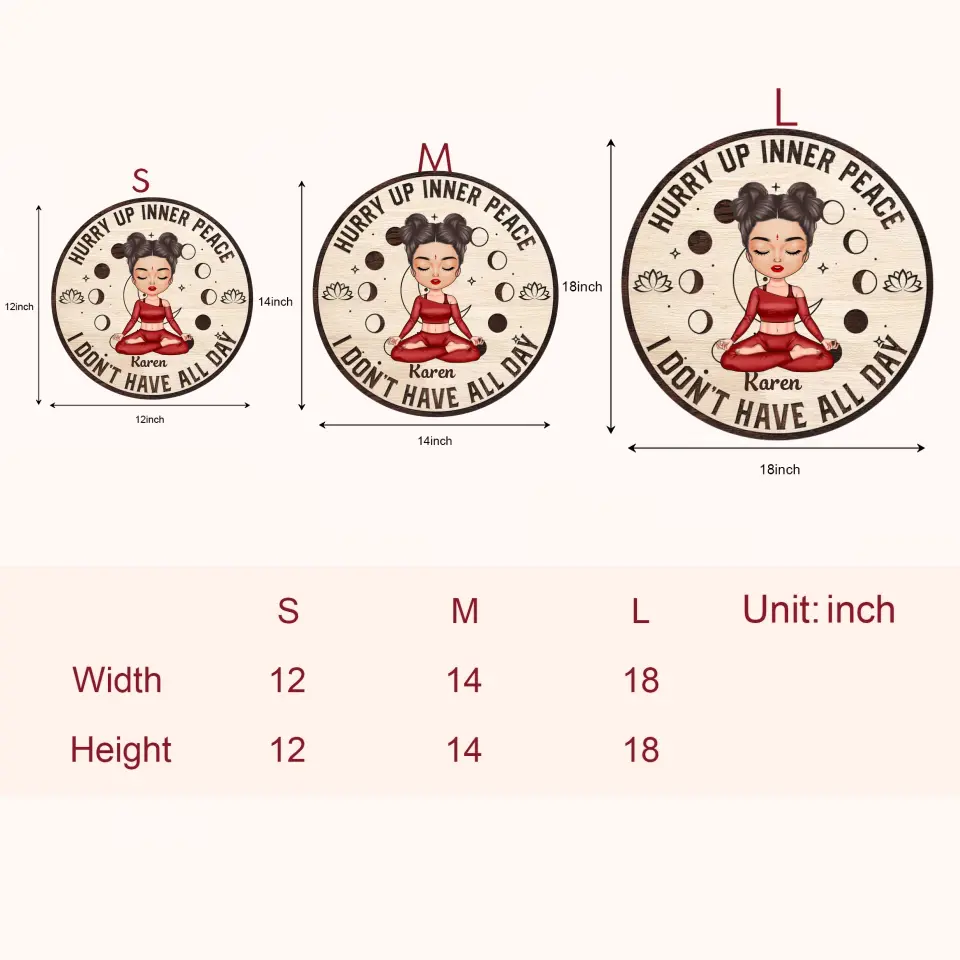 Personalized Custom Door Sign - Home Decor Gift For Yoga Lover - Hurry Up Inner Space