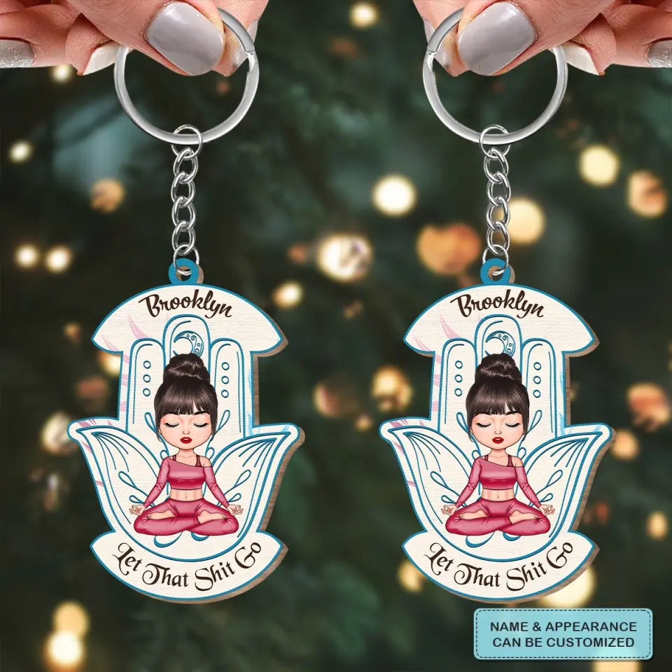 Personalized Custom Wooden Keychain - Gift For Yoga Lover - Just Breath