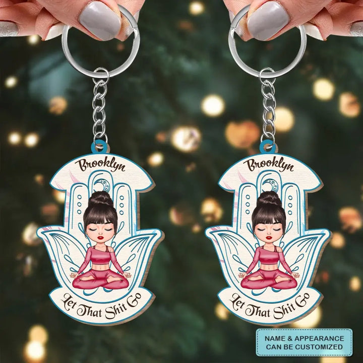 Personalized Custom Wooden Keychain - Gift For Yoga Lover - Just Breath