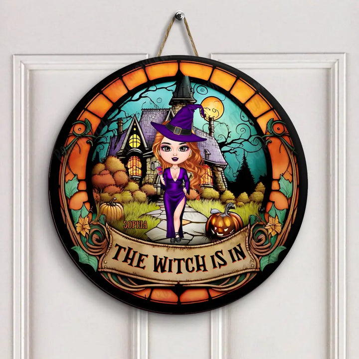 Personalized Custom Door Sign - Halloween Gift For Witch - The Witch Is In