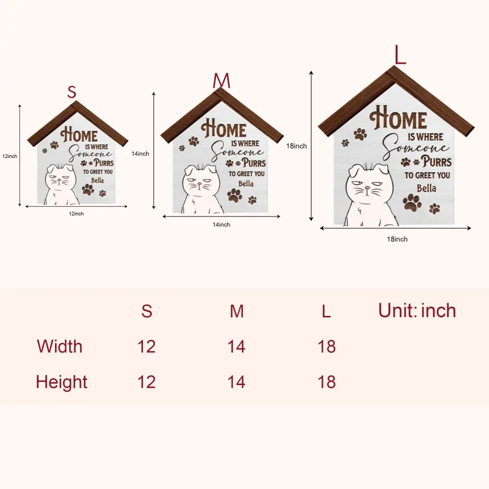 Personalized Custom Door Sign - Gift For Cat Mom, Cat Dad, Cat Lover, Cat Owner - Home Is Where Someone Purrs To Greet You