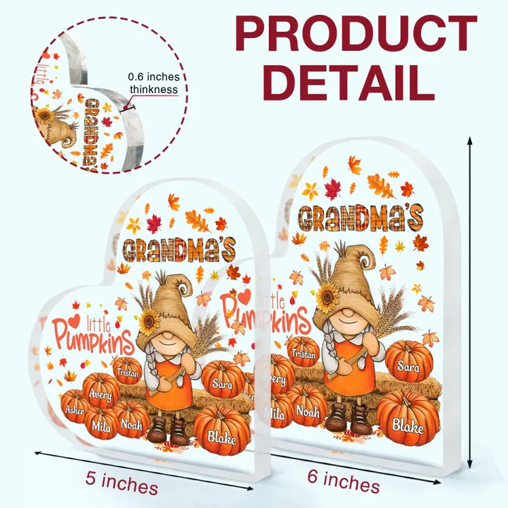 Personalized Custom Heart-shaped Acrylic Plaque - Halloween, Fall Gift For Grandma, Mom - Grandma's Little Pumpkins