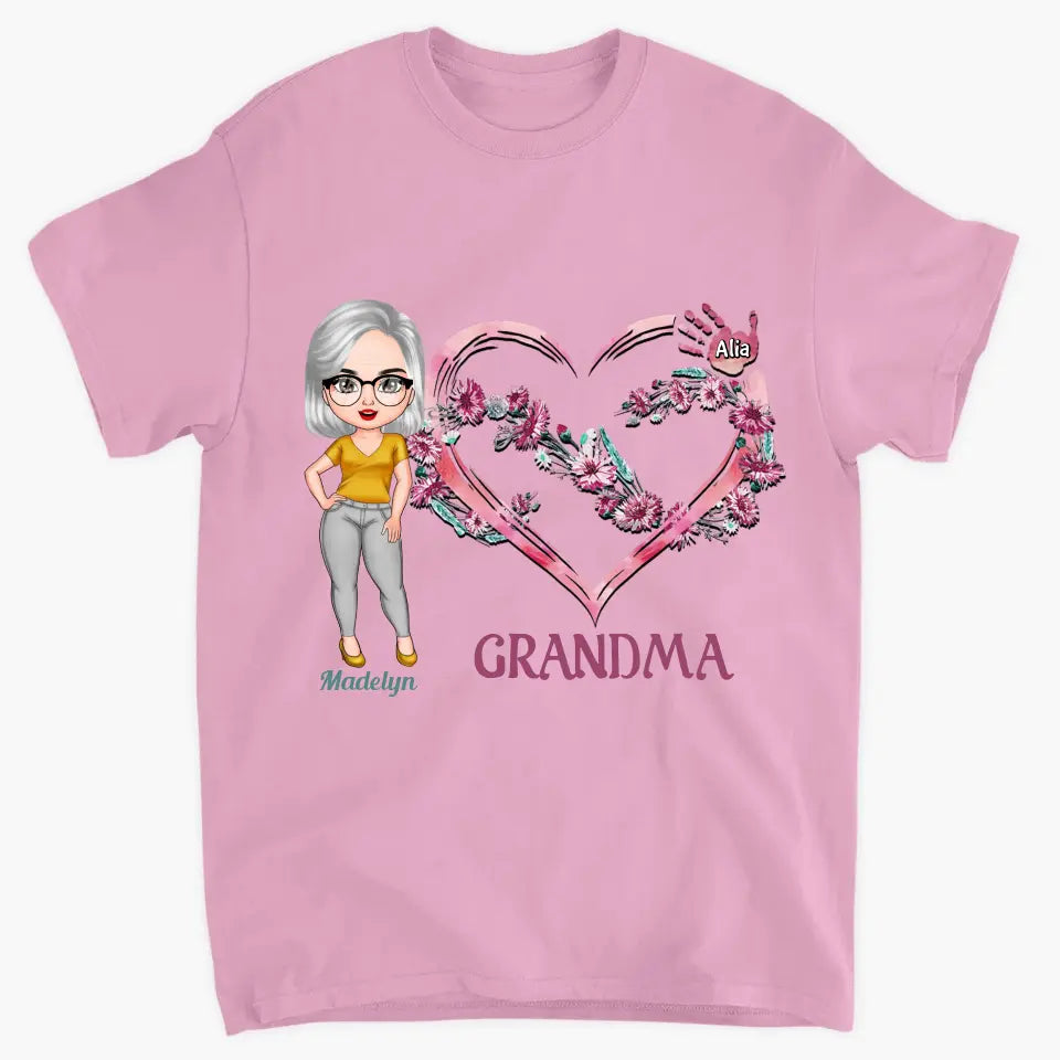 Personalized Custom T-shirt - Mother's Day Gift For Mom, Grandma - Grandma's Pink Heart