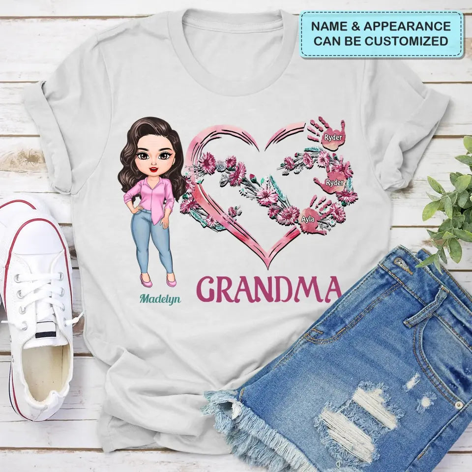 Personalized Custom T-shirt - Mother's Day Gift For Mom, Grandma - Grandma's Pink Heart