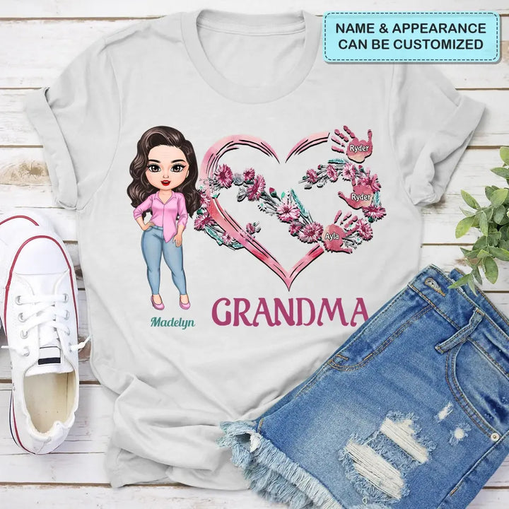 Personalized Custom T-shirt - Mother's Day Gift For Mom, Grandma - Grandma's Pink Heart