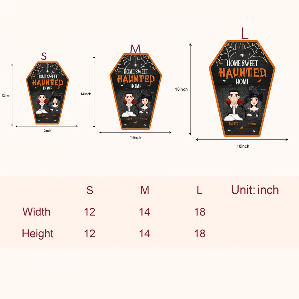 Personalized Custom Door Sign - Halloween Gift For Couple, Wife, Husband - Home Sweet Haunted Home
