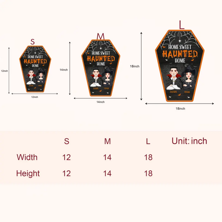 Personalized Custom Door Sign - Halloween Gift For Couple, Wife, Husband - Home Sweet Haunted Home
