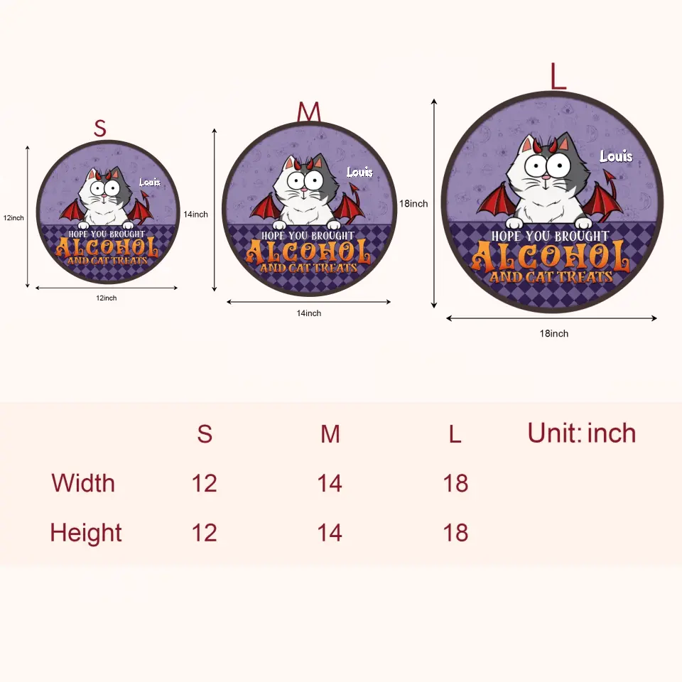 Hope You Brought Alcohol And Cat Treats - Personalized Custom Door Sign - Halloween Gift For Cat Lover, Cat Mom, Cat Dad