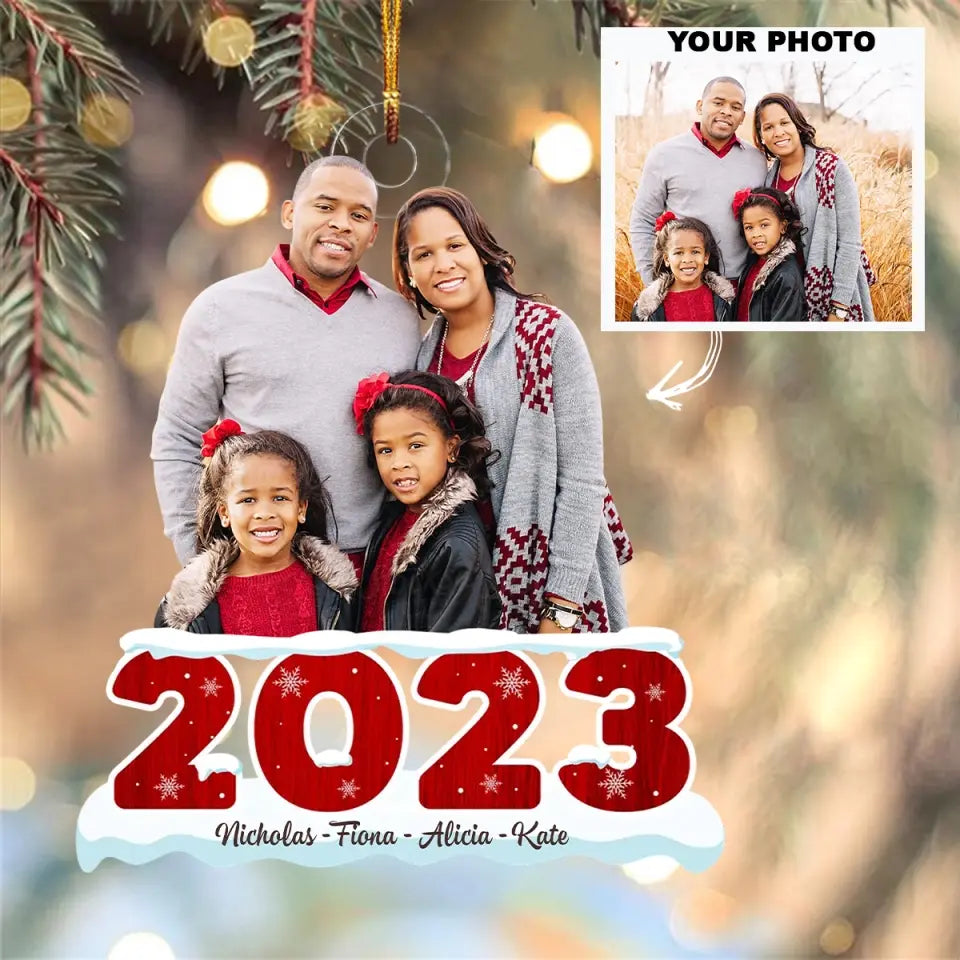 Custom Your Photo Christmas 2023 - Personalized Custom Photo Mica Ornament - Christmas Gift For Family Member, Mom, Dad AGCPD037