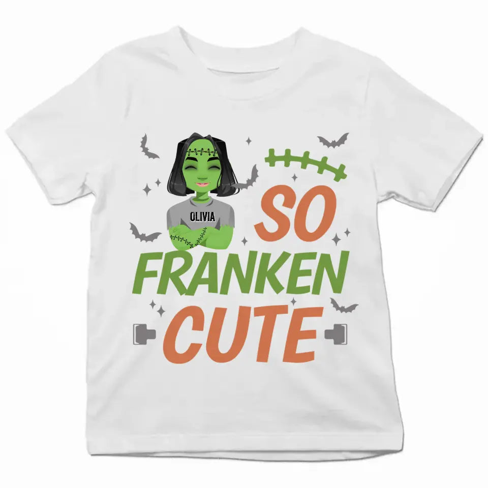 Personalized Custom T-shirt - Halloween Gift For Kid - So Franken Cute