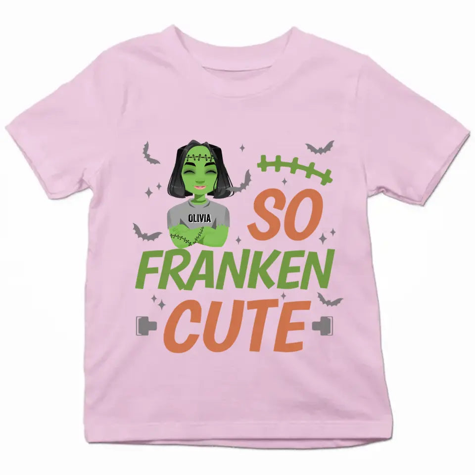 Personalized Custom T-shirt - Halloween Gift For Kid - So Franken Cute