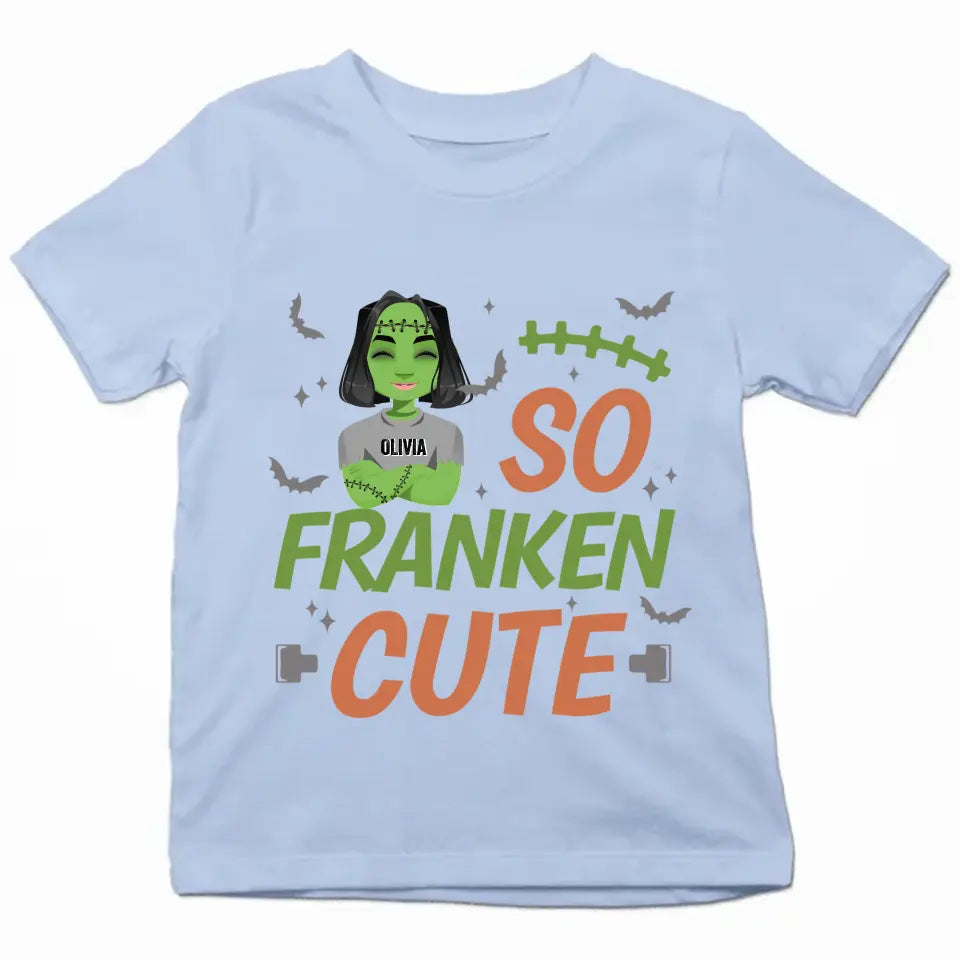 Personalized Custom T-shirt - Halloween Gift For Kid - So Franken Cute