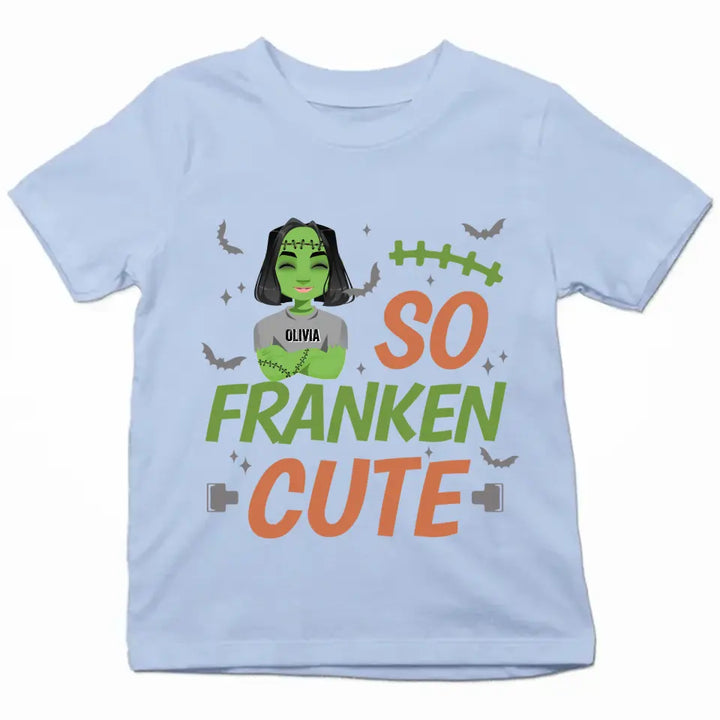 Personalized Custom T-shirt - Halloween Gift For Kid - So Franken Cute