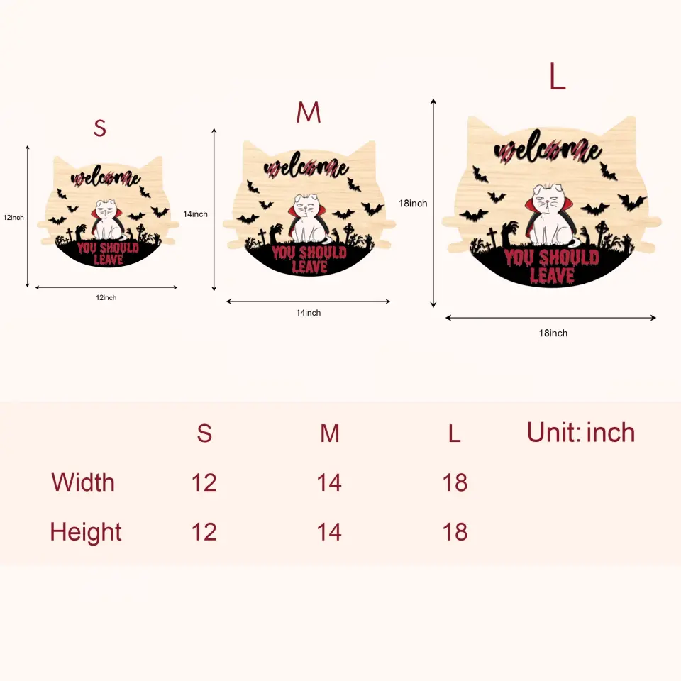 Welcome You Should Leave - Personalized Custom Door Sign - Halloween Gift For Cat Mom, Cat Dad, Cat Lover, Cat Owner