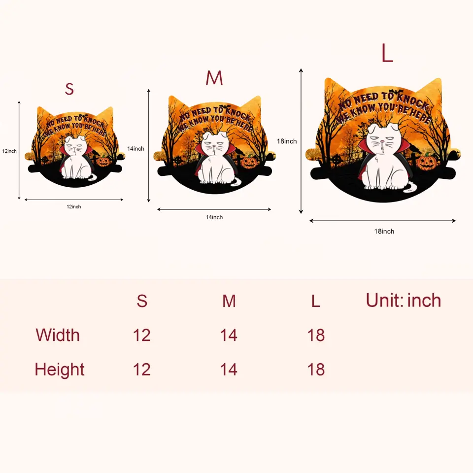 Personalized Custom Door Sign - Halloween Gift For Cat Lover, Cat Mom, Cat Dad, Cat Owner - No Need To Knock We Know You're Here