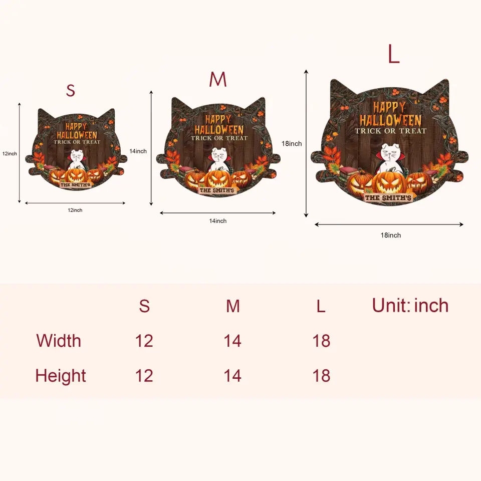 Personalized Custom Door Sign - Halloween Gift For Cat Mom, Cat Dad, Cat Lover, Cat Owner - Happy Halloween Trick Or Treat