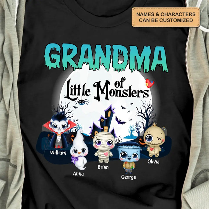 Grandma Of Little Monsters - Personalized Custom T-shirt - Halloween Gift For Grandma, Mom, Grandpa, Dad
