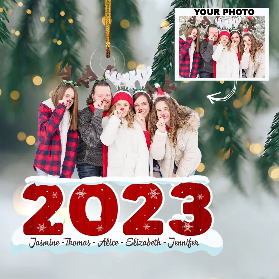 Custom Your Photo Christmas 2023 - Personalized Custom Photo Mica Ornament - Christmas Gift For Family Member, Mom, Dad AGCPD037