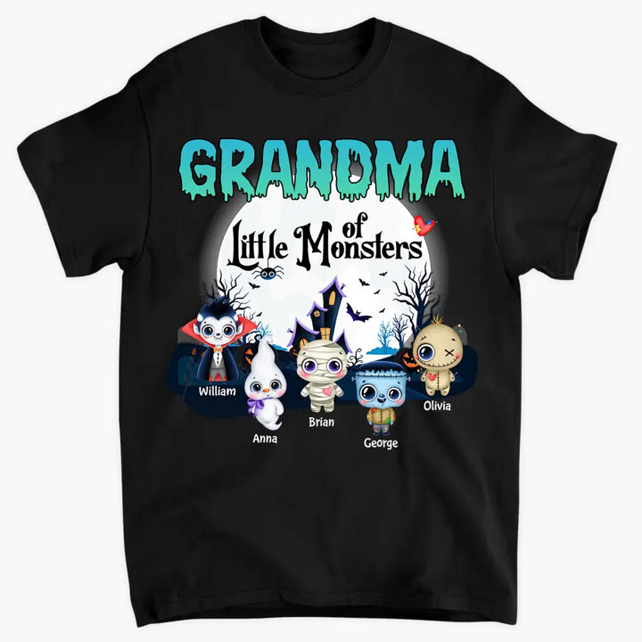 Grandma Of Little Monsters - Personalized Custom T-shirt - Halloween Gift For Grandma, Mom, Grandpa, Dad